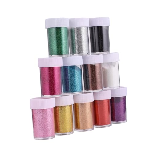 Operitacx 12 Stück Teiliges Glitter Pigment Pulver in Bunten Farben Langlebig Leicht zu Transportieren für Nagelkunst Festival Make up Gesichts Körperglitzer Vielseitige Dekoration von Operitacx