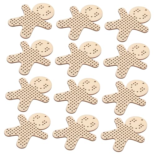 Operitacx 12 Stück Teiliges Holzanhänger Lebkuchenmänner Runde Stickvorlagen Diy Kreuzstich Platte Einsteigerfreundlich Kreative Weihnachtsdekoration zum Aufhängen von Operitacx