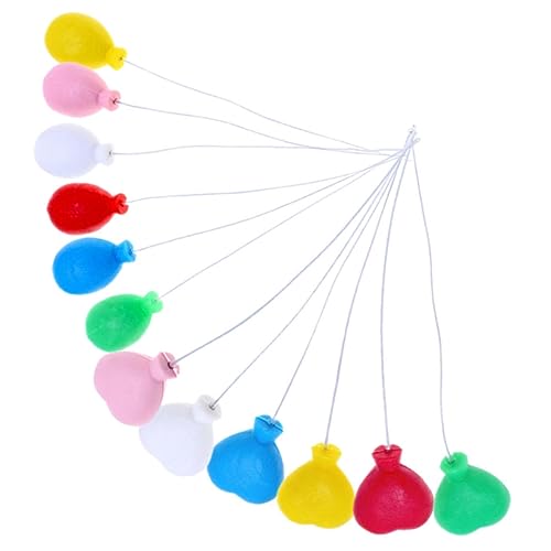 Operitacx 12 Stück Teiliges Mini Ballon Bunte Mikro Landschaftsdekoration für Garten Cake Topper und Miniatur Szenerien Vielseitige Party und Tortendeko mit Runden und Herzförmigen Ballons von Operitacx