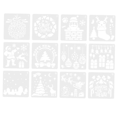 Operitacx 12 Stück Teiliges Weihnachts Malschablonen Wiederverwendbare Hohle Zeichenvorlagen für Scrapbooking Basteln Kartenherstellung und Kreative Diy Weihnachtsdekorationen von Operitacx