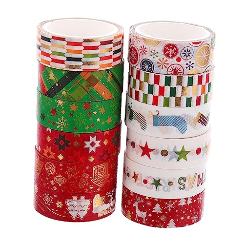 Operitacx 12 Stück Teiliges Weihnachts Washi Tape Set Kreatives Dekoratives Klebeband für Diy Scrapbooking Selbstklebend Handreißbar Vielseitig Nutzbar für Kalender Karten und Bastelprojekte von Operitacx