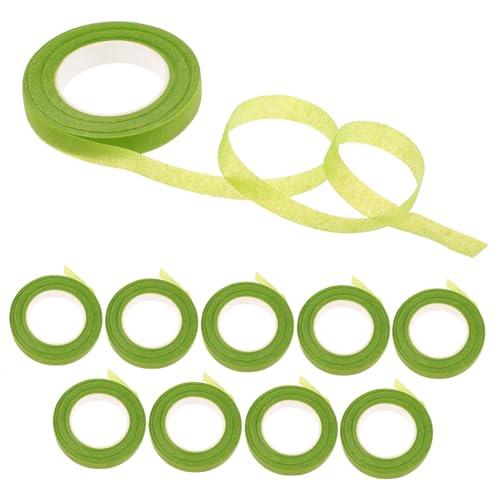 Operitacx 12Rollen Blumenband für Blumenarrangements DIY Grünes Klebeband für Stielwickel für Kreative Floristik und Persönliche Geschenkverpackungen von Operitacx