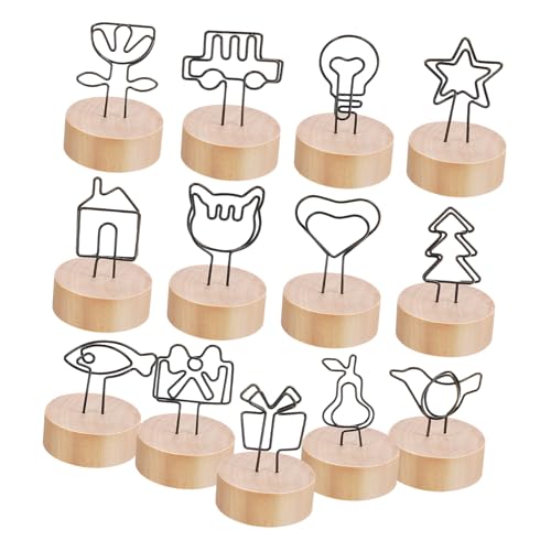 Operitacx 13 Stück Holz Tischkartenhalter Teilig Stabile Foto und Kartenständer mit Clips für Hochzeit Party und Büro Vielseitige Holz Notizhalter im Retro Design von Operitacx