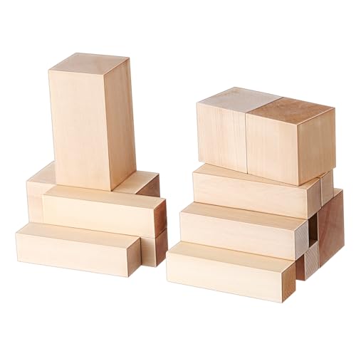 Operitacx 13 Stück Teiliges Basswood Schnitzholz mit Vielfältigen Blockgrößen Glatte Oberfläche Widerstandsfähiges Lindenholz für DIY Holzschnitzerei und Kreative Bastelprojekte von Operitacx