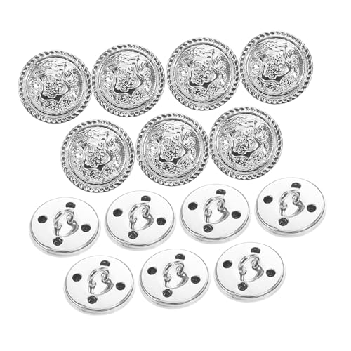 Operitacx 14 Stück Teiliges Silberfarbene Metallknöpfe Vintage Stil Leichte Runde Flachknöpfe für Mäntel und Strickwaren Einfach Anzunähen Kompakt und Langlebig für Bekleidungsdekoration von Operitacx