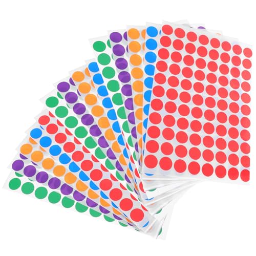 Operitacx 15 Blatt Runde Namensaufkleber Selbstklebende Farbkodierungs Dot Sticker für Schule Farben Dots pro Blatt Beschriften und Organisieren von Operitacx