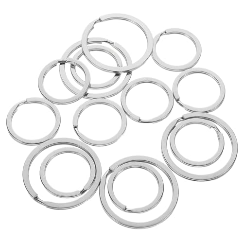 Operitacx 15 Stück Metall Schlüsselringe Doppelwandige Schlüsselanhänger mit Starkem Clip Vernickelte Karabiner für Autoschlüssel Bastelarbeiten und Praktische Anwendungen von Operitacx