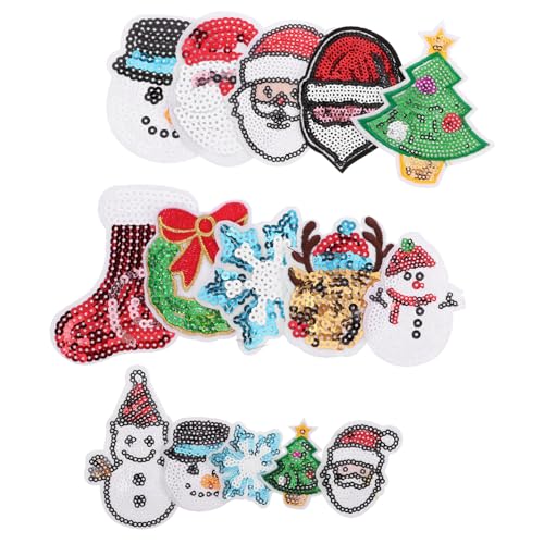 Operitacx 15 Stück Teiliges Weihnachtsstickerei Pailletten mit Schneeflocken Aufnäher Funkelnde Diy Bügelapplikationen für Jacken Hüte Taschen Festliche Vielseitige Textilverzierung von Operitacx