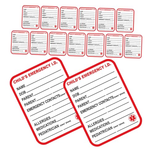 Operitacx 15 Stück Wasserdichte Medizinische Informationsaufkleber für Notfall Tags für Identifikationsetiketten für Autos Spielzeuge und von Operitacx
