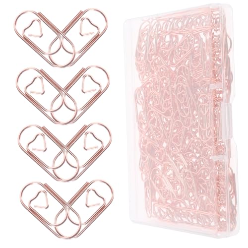 Operitacx 150 Stück Büroklammern Herzform Rosegold Kleine Papierclips Kreative Dokumentenklammern Vielseitige Memo Klammern Für Karten Notizen Scrapbooks Zuhause Büro von Operitacx