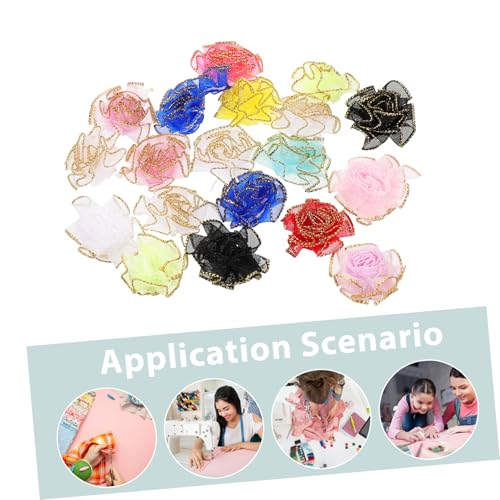 Operitacx 150 Stück Goldkanten Mesh Nelken Deko Blumen Köpfe Langlebige Farbechte Kunstblumen für Nähen Basteln Hochzeit Brautparty DIY Kleid Verzierungen von Operitacx