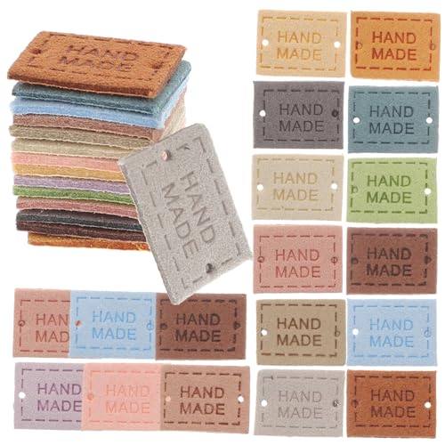 Operitacx 150 Stück Handmade Etiketten Bunte Strick und Nählabels zum Anbringen an Kleidung Schals und Taschen mit Praktischen Löchern für Einfaches Nähen von Operitacx