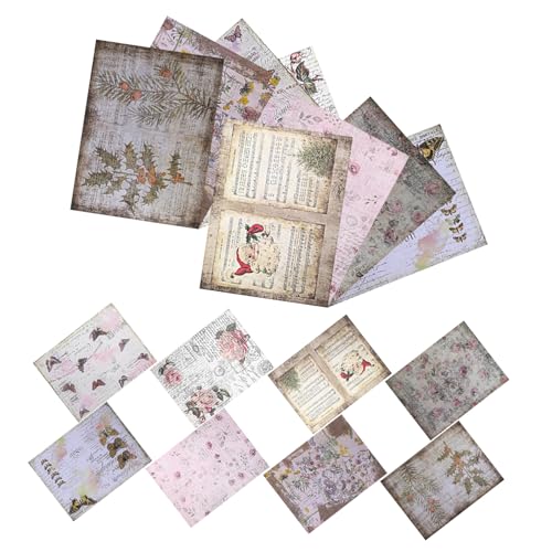Operitacx 16Stücke Teiliges Vintage Scrapbooking Dekorative Hintergrundpapiere für DIY Projekte Notizbücher Tagebücher Fotoalben und Einzigartiges Design von Operitacx