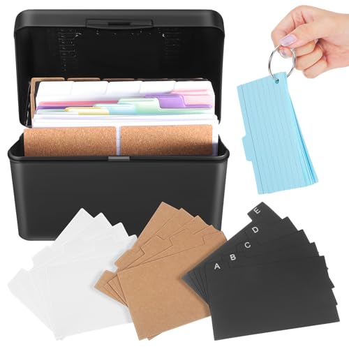 Operitacx 1Satz Karteikarten Organizer Set mit Binder Ringen Multifunktionale Aufbewahrungsbox für Notizkarten und Lernkarten Farbiger Beidseitig Beschreibbarer Notizkarten von Operitacx
