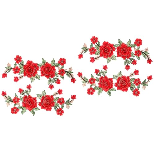 Operitacx 2 Paare Blumen Design Patches Bestickte Stoffapplikationen für Kleidung Diy Dekoration Praktisch und Vielseitig für Handarbeiten und Kreative Projekte von Operitacx