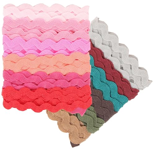 Operitacx 2 Rollen Bunte Wellenband Dekorationsband für DIY Kleidung und Geschenkverpackungen Hochwertiges Stoffband für Kreative Bastelprojekte und Feste von Operitacx