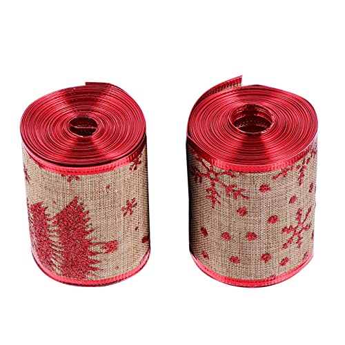 Operitacx 2 Rollen Diy Weihnachtsband Dekoratives Geschenkband aus Leinen mit Goldener Prägung Vielseitig für Geschenkverpackung Weihnachtsbaum und Partydekoration Yards pro Rolle Operitacx 2 Rollen Diy Weihnachtsband Dekoratives Geschenkband aus Leinen mit Goldener Prägung Vielseitig für Geschenkverpackung Weihnachtsbaum und Partydekoration Yards pro Rolle von Operitacx