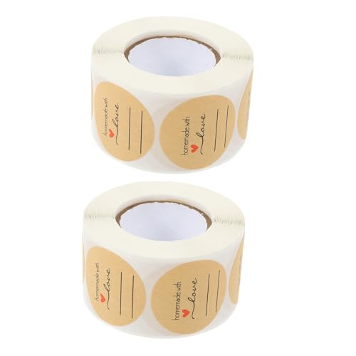 Operitacx 2 Rollen Einmach-etiketten Rund aus Kraftpapier Selbstklebende Handgemachte Backetiketten für Einmachgläser Geschenkverpackungen und Diy-bäckerei Leicht Abziehbar Professionelles von Operitacx