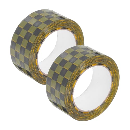 Operitacx 2 Rollen Klebeband Schwarz Gelb Retro Muster Paketband Hochviskoses Klebeband für Diy und Versand Starke Haftung Hohe Belastbarkeit für Kreative Projekte von Operitacx
