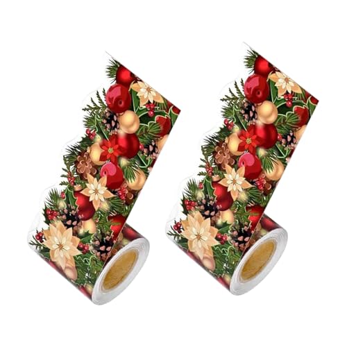 Operitacx 2 Rollen Neue Aufkleber Bulletin Board Borders Trims Schulrand Aufkleber Fotorand Für Weihnachten Cm/Wand Pointia Kreidetafel Weihnachtsfeiertagstafeln von Operitacx