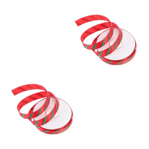 Operitacx 2 Rollen Rot Und Grün Gestreiftes Garngefärbtes Farbiges Geschenkband Gewelltes Weihnachtsdekorationsband Dünne Bänder Weihnachtsdekorationen Transparentes Band von Operitacx