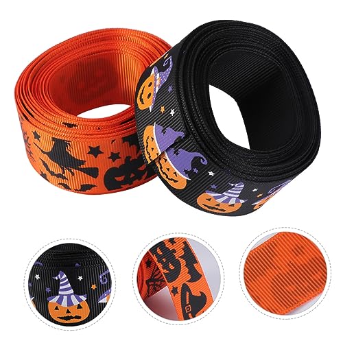 Operitacx 2 Rollen Yards Halloween Geschenkband mit Druck Dekorative Ribbons für Bastelarbeiten Kürbis Lila Kürbis für Partys und Operitacx 2 Rollen Yards Halloween Geschenkband mit Druck Dekorative Ribbons für Bastelarbeiten Kürbis Lila Kürbis für Partys und von Operitacx