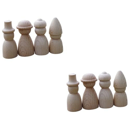 Operitacx 2 Sätze 2Er Sets Miniatur Peg Puppen Unvollendete Menschen Puppen Leere Peg Körper Puppen Peg Puppenkörper Malerei Familienfiguren Puppenhaus Dolly Peg People 4 Stück * 2 von Operitacx