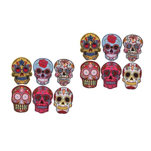 Operitacx 2 Sätze Teiliges Gestickter Aufnäher Zum Aufbügeln Halloween Thema Langlebige Polyesterstoff Applikationen Für Kleidung Taschen Hüte Modische Punk Dekoration 6 Stücke * 2 von Operitacx