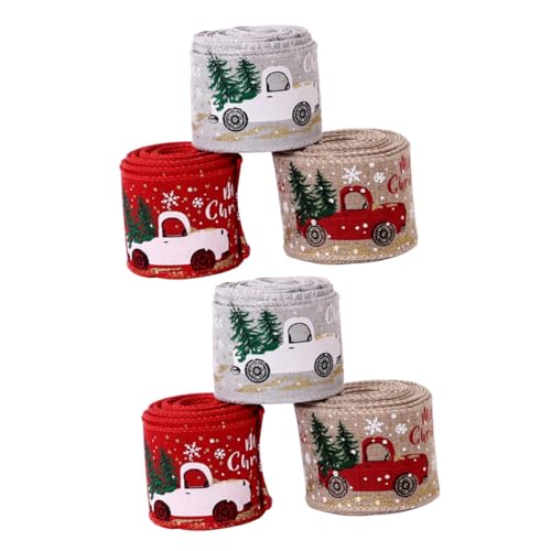 Operitacx 2 Sätze Weihnachtsband Dekoration Tortenständer Ornamente Weihnachtsdrahtband Netz Süßigkeiten Lollis Bedrucktes Band Candy Melts Für Cake Pops Tortenturm 3 Rollen * 2 von Operitacx