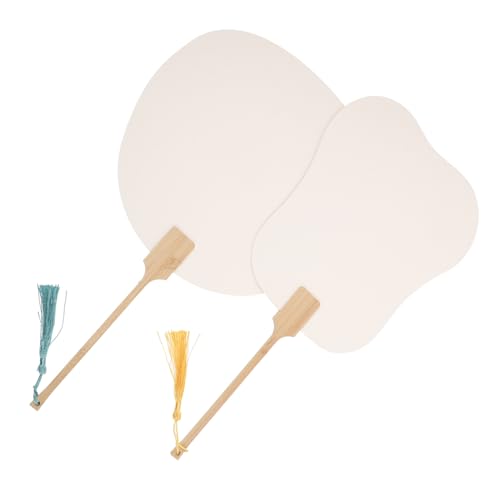 Operitacx 2 Stück Chinesischer DIY Papier Handfächer Doppelseitiger Handlicher Dicker Fächer Reispapier und Karton Kreative Malvorlage für Deko Kindergarten und Zuhause Zufällige Farbe von Operitacx