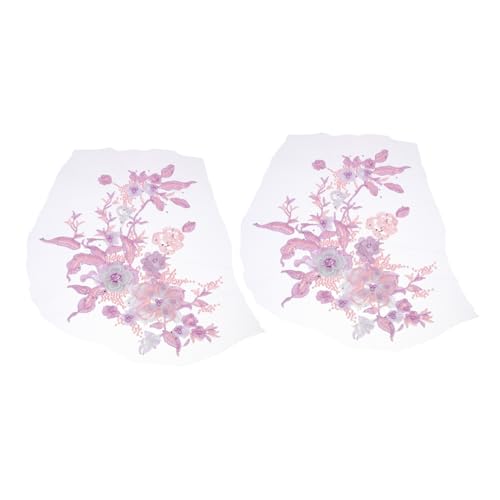 Operitacx 2 Stück Dekorative Spitzenabziehbilder Stickerei Spitzenapplikationen Blumenapplikation Stickerei-Patch-Blumen Polyester (heißer Schmelzenkleberprozess auf der Rückseite) Lavendel von Operitacx