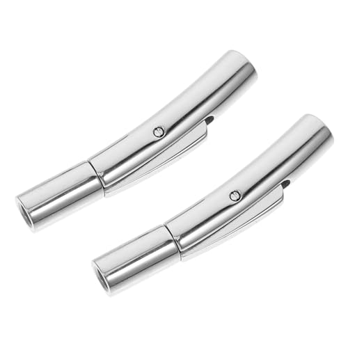 Operitacx 2 Stück Edelstahl Schmuckverschluss Bent Buckle Design mit Rundloch Vielseitige Ketten und Armbandverbinder Robuste Drahtseil Endstücke für DIY Schmuckprojekte Glänzend Operitacx 2 Stück Edelstahl Schmuckverschluss Bent Buckle Design mit Rundloch Vielseitige Ketten und Armbandverbinder Robuste Drahtseil Endstücke für DIY Schmuckprojekte Glänzend von Operitacx