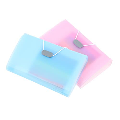 Operitacx 2 Stück Fächermappe Tragbare Ordnungsmappe für Belege Rechnungen Dokumente Blau Rosa für Büro Zuhause Reisen Hochwertiges Material von Operitacx