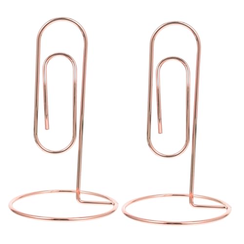 Operitacx 2 Stück Goldene Metall Kartenhalter Memo Clip Halter für Büro Hochzeit Tischkarten Notizen und Visitenkarten Stabiler und Tragbarer Organizer Roségold von Operitacx