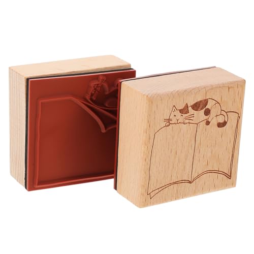 Operitacx 2 Stück Holzstempel Teilig Quadratischer Rahmen Stempel Handgefertigt für Scrapbooking Vintage Tagebuch Dekoration Cartoonartige Randmotive Kreative DIY Bastelideen von Operitacx