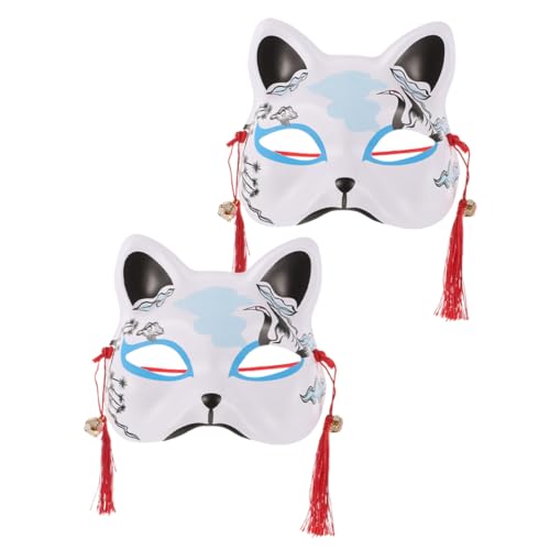 Operitacx 2 Stück Japanische Handgemalte Fox Maske Halbgesicht Tier Cosplay Kostümzubehör für Halloween Festival und Partys Operitacx 2 Stück Japanische Handgemalte Fox Maske Halbgesicht Tier Cosplay Kostümzubehör für Halloween Festival und Partys von Operitacx