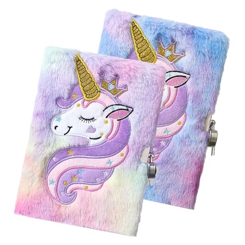 Operitacx 2 Stück Plüsch Notizbuch Teilig mit Schloss Cartoon Einhorn Tagebuch für Mädchen Flauschiges Hardcover Liniertes Tragbar für Tagebuch Wochenplan Operitacx 2 Stück Plüsch Notizbuch Teilig mit Schloss Cartoon Einhorn Tagebuch für Mädchen Flauschiges Hardcover Liniertes Tragbar für Tagebuch Wochenplan von Operitacx