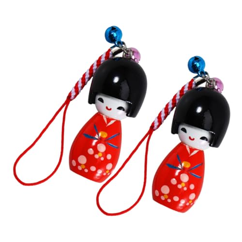 Operitacx 2 Stück Puppenanhänger Im Japanischen Stil Japan-schlüsselanhänger Japanische Reize Japanische Figuren Japanische Partygeschenke Puppe Schlüsselanhänger Rot Ferrolegierung von Operitacx