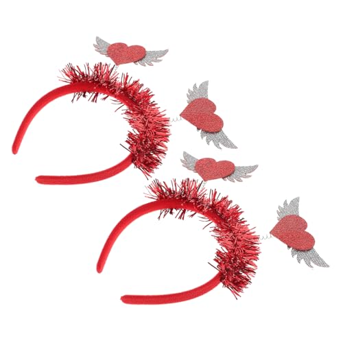 Operitacx 2 Stück Rotes Glitzer Haarband mit Herz für Valentinstag Hochzeit und Bühnenaufführungen Funktionsreiche Kostümaccessoires zur Festtagsdekoration von Operitacx
