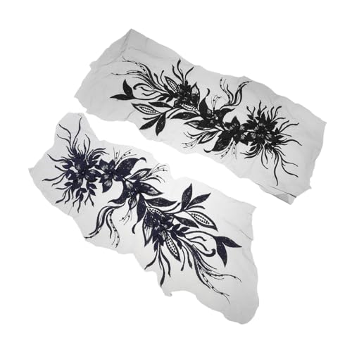 Operitacx 2 Stück Teiliges Blumen Spitzenapplikation Bestickte Blumige Spitzenpatches zum Aufnähen Leichte Hochwertige DIY Applikationen für Brautkleider Abendmode und Dekorationen von Operitacx