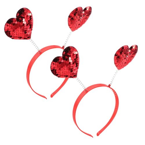 Operitacx 2 Stück Teiliges Herz Stirnband für Frauen und Mädchen Glitzerndes Kostüm Accessoire für Valentinstag Romantisches Haarband für Partys und Feierlichkeiten von Operitacx