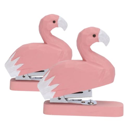 Operitacx 2 Stück Tierhefter aus Holz für rosa Schreibtischzubehör Nettes Schreibtischzubehör Karikatur Form Netter Hefter Neuheit Hefter Mini-Bürobedarfsset Reisenheime Mini-Heftgerät-Set von Operitacx