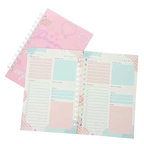 Operitacx 2 Stück Undatierter Spiral Notizblock Leichtes Planer Notizbuch für Studenten Täglicher Organizer mit Flachen Multifunktionaler Kalender in Rosa Operitacx 2 Stück Undatierter Spiral Notizblock Leichtes Planer Notizbuch für Studenten Täglicher Organizer mit Flachen Multifunktionaler Kalender in Rosa von Operitacx