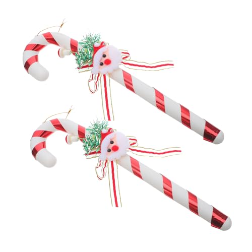 Operitacx 2 Stück Weihnachtsbaumschmuck Zuckerstangenanhänger mit Weihnachtsmannmotiv Klassische Candy Cane Deko für Baum Fenster Türen Langlebig und Festlich für Weihnachtsfeiern von Operitacx