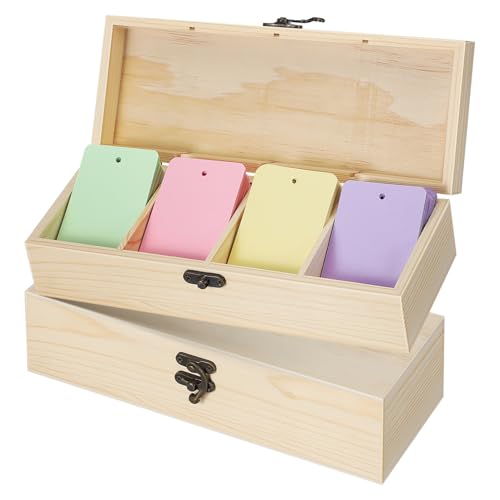 Operitacx 2 Teiliger Aufbewahrungs Organizer Holzbehälter Mit 4 Fächern – Kartenetui Aus Holz Für Mini Notizblöcke Und Andenken von Operitacx
