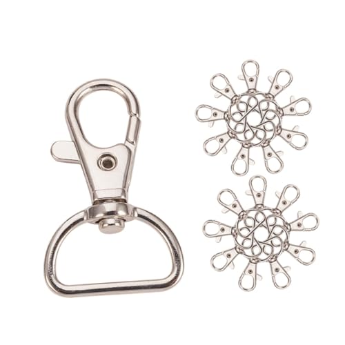 Operitacx 20 Packungen Metall Karabinerhaken Schlüsselanhänger Hundemarken Clip für DIY Schmuckherstellung Drehbarer Robuster Tag Clip für Handarbeiten und Bastelprojekte von Operitacx