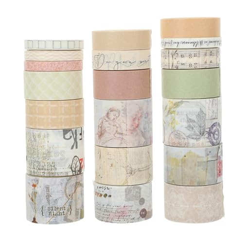 Operitacx 20 Rollen Vintage Washi Klebeband Handreißbar Selbstklebend Vielseitig für Scrapbooking Tagebuch DIY Bastelprojekte Hochwertiges Papierband Kreative Gestaltung von Operitacx