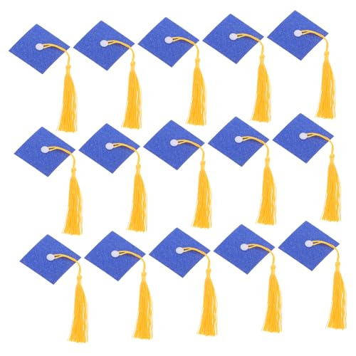 Operitacx 20 Satz Teiliges Mini Doktorhut Kuchen Dekorationen Blau Glänzend Niedliche Abschlussfeier Torten Cupcake Topper Schokoladenhut Candy Flaschendeko für Abschlussfeier Party von Operitacx