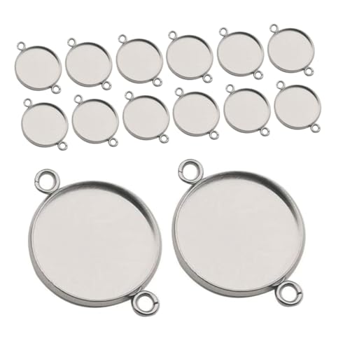 Operitacx 20 Stück Bezel Tray Anhänger Fassung Rund Blank Cabochon Basis mit Doppelösen für Diy Schmuckherstellung Charm Links Operitacx 20 Stück Bezel Tray Anhänger Fassung Rund Blank Cabochon Basis mit Doppelösen für Diy Schmuckherstellung Charm Links von Operitacx