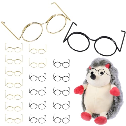 Operitacx 20 Stück Metallbrillen aus Draht für Puppen, zum Basteln, Mini-Brille, Kostüm für Puppen, Mini-Brille, Puppenbrille, Weihnachtsbrille, Haustier-Sonnenbrille von Operitacx
